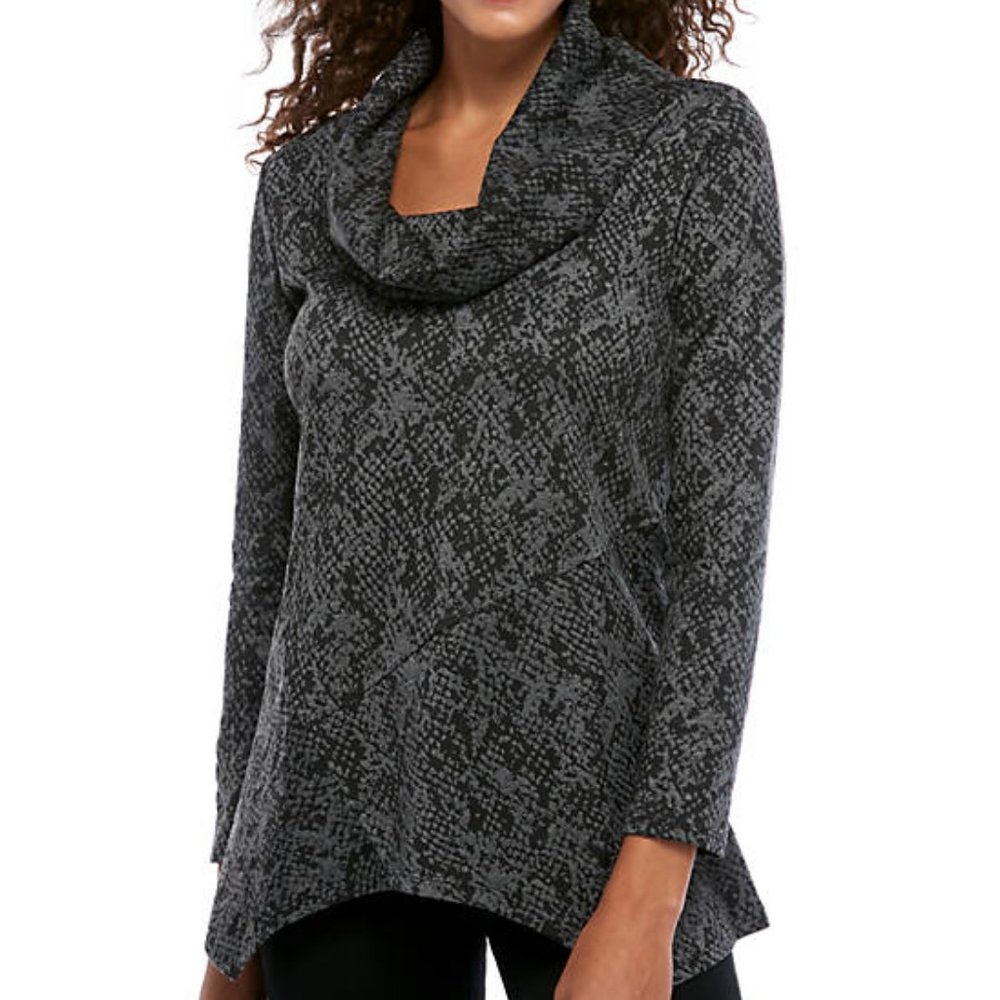 Python Jacquard Cowl Neck Pullover